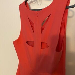 Dorothy papaya coral color V-Neck Dress